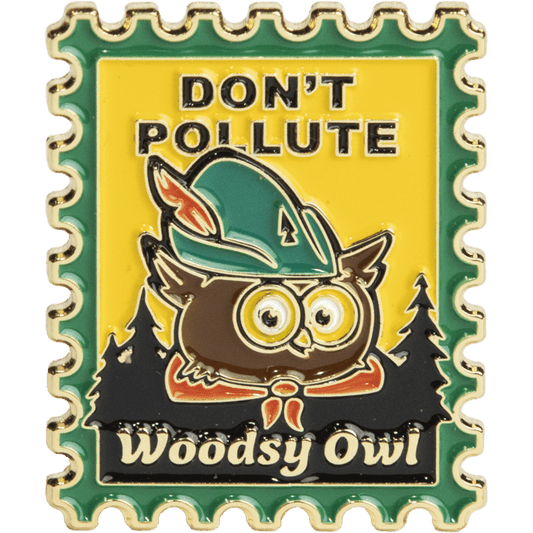Woodsy Owl Postage Stamp Pin - Wander Together Outfitters