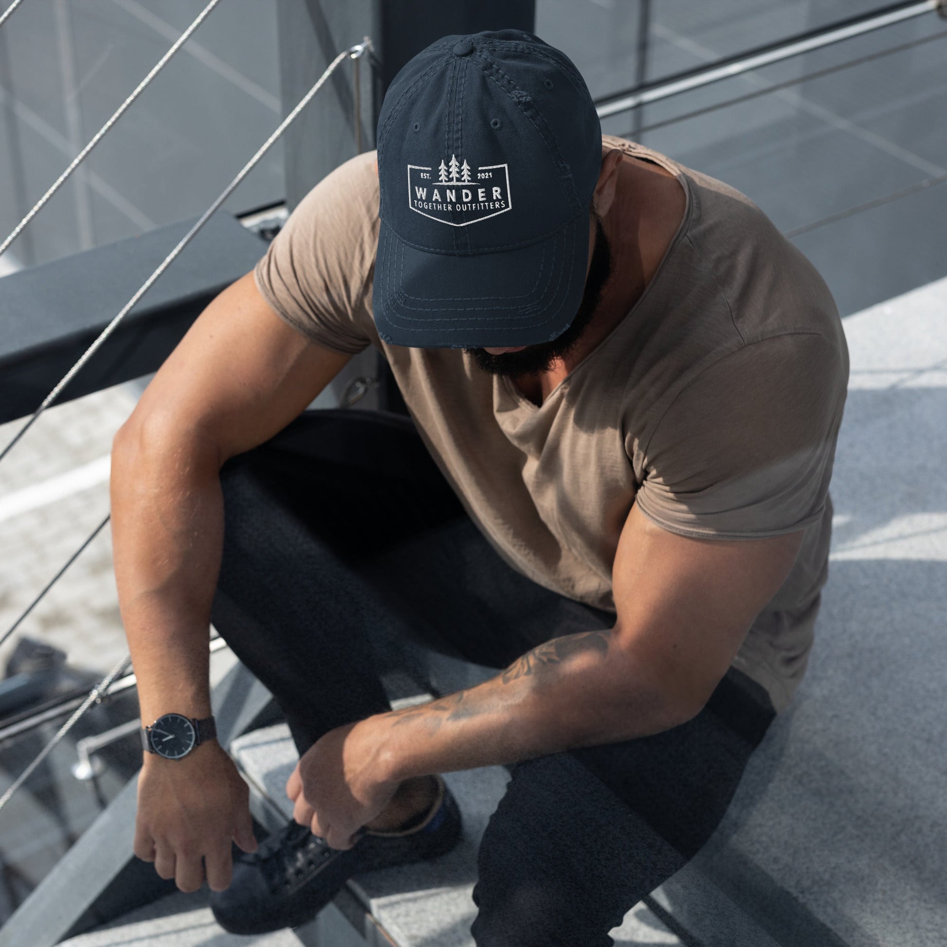 WTO Crew Distressed Dad Hat – Wander Together Outfitters Logo Cap - Wander Together Outfitters