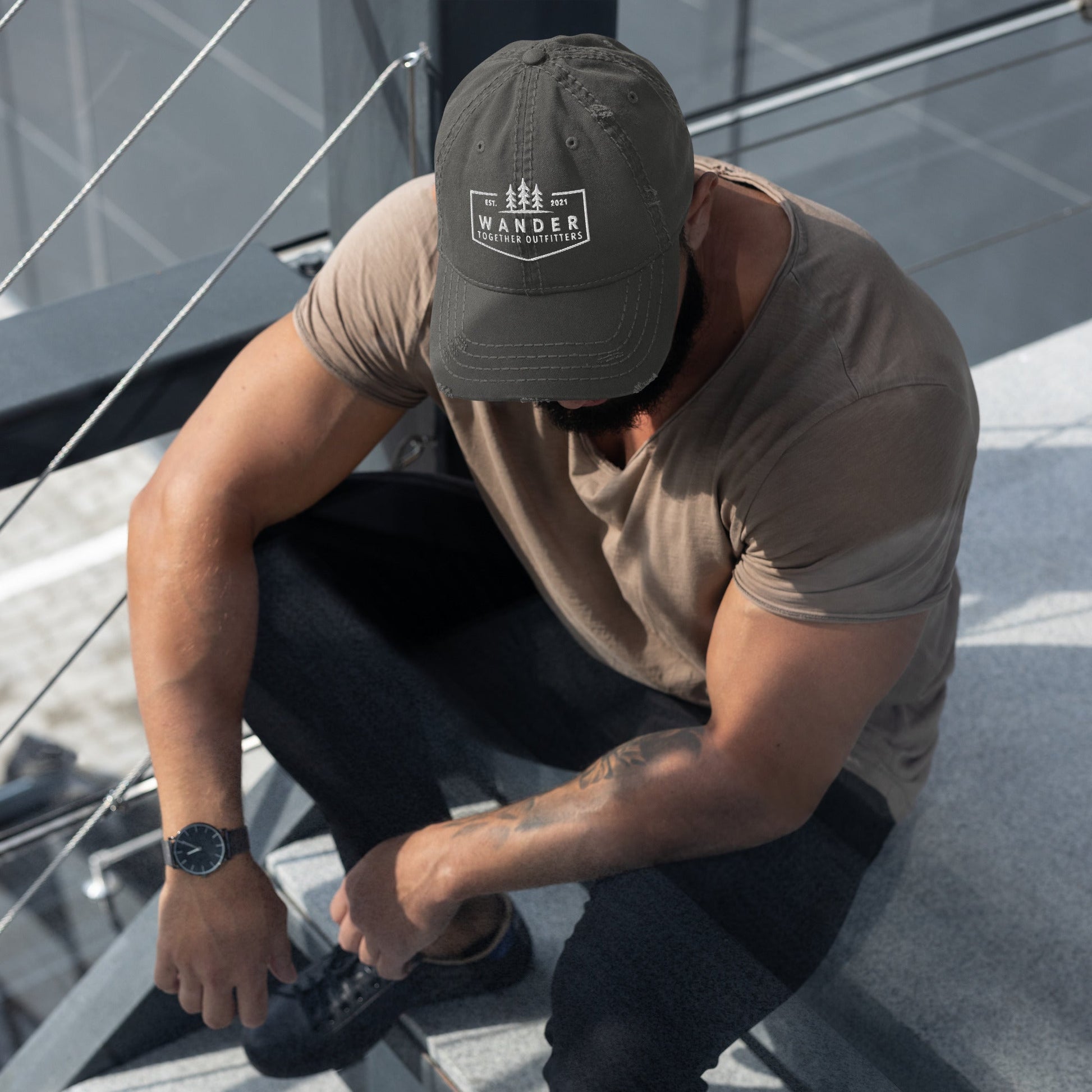 WTO Crew Distressed Dad Hat – Wander Together Outfitters Logo Cap - Wander Together Outfitters