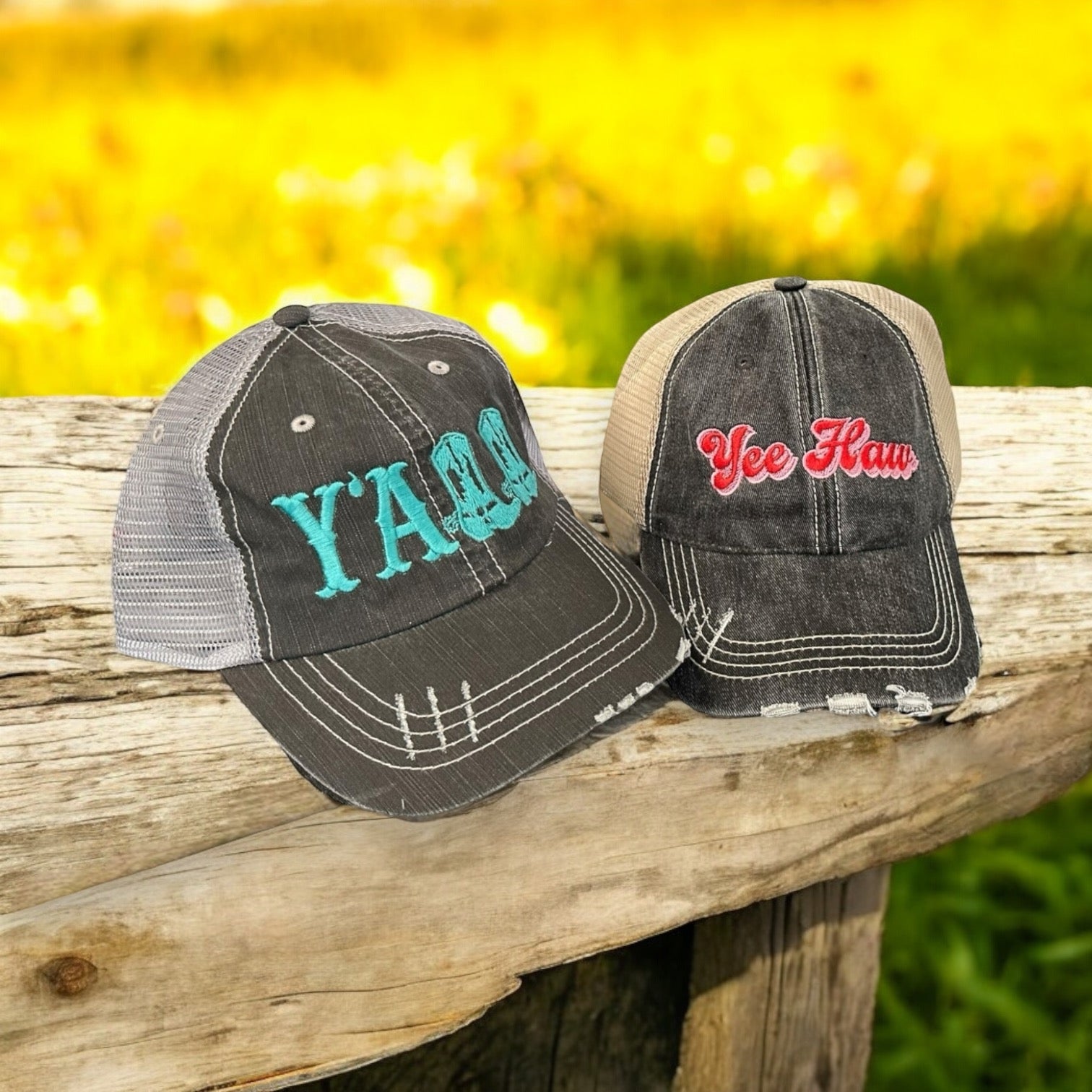 “Y’ALL” Distressed Cap - Wander Together Outfitters