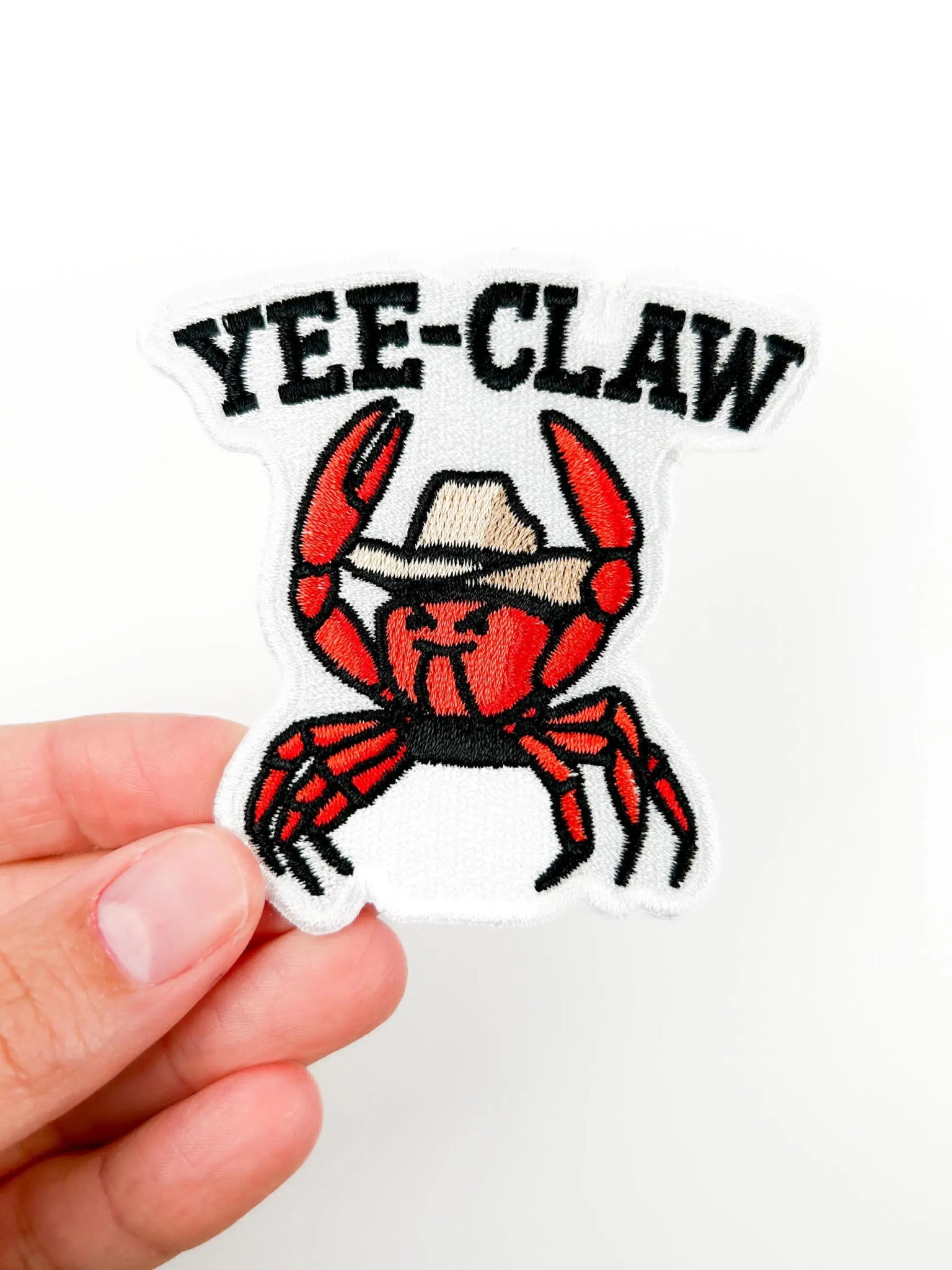 "Yee - Claw" Embroidered Iron On Patch Funny Cowboy Crab - Wander Together Outfitters