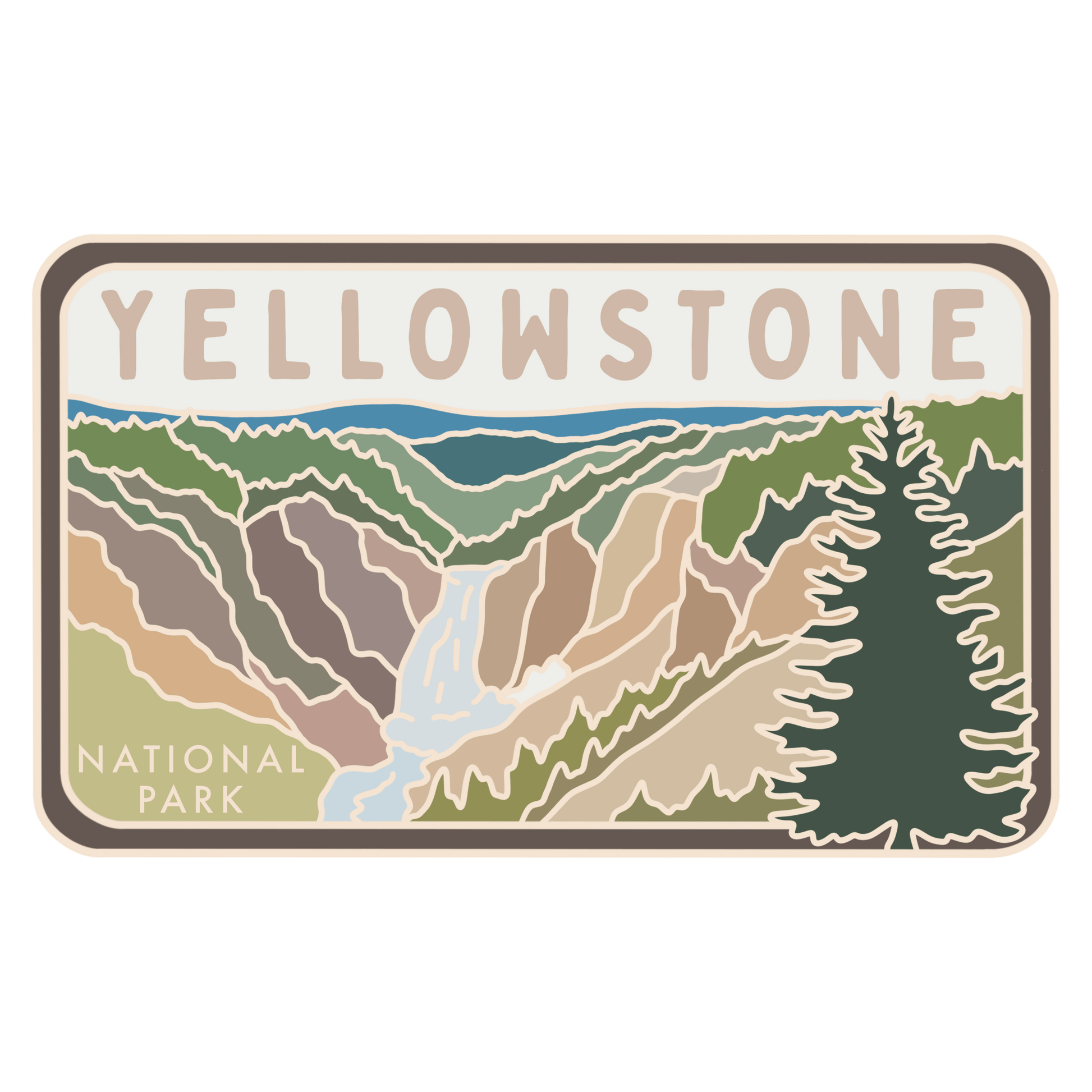 Yellowstone Falls Stained Glass Vinyl Sticker, License Plate Series - Wander Together Outfitters