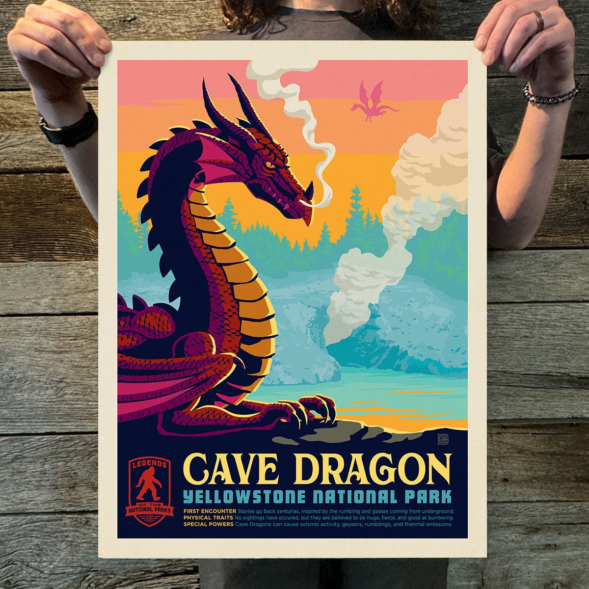 Yellowstone National Park: Cave Dragon (Legends & Monsters) Art Print - Wander Together Outfitters