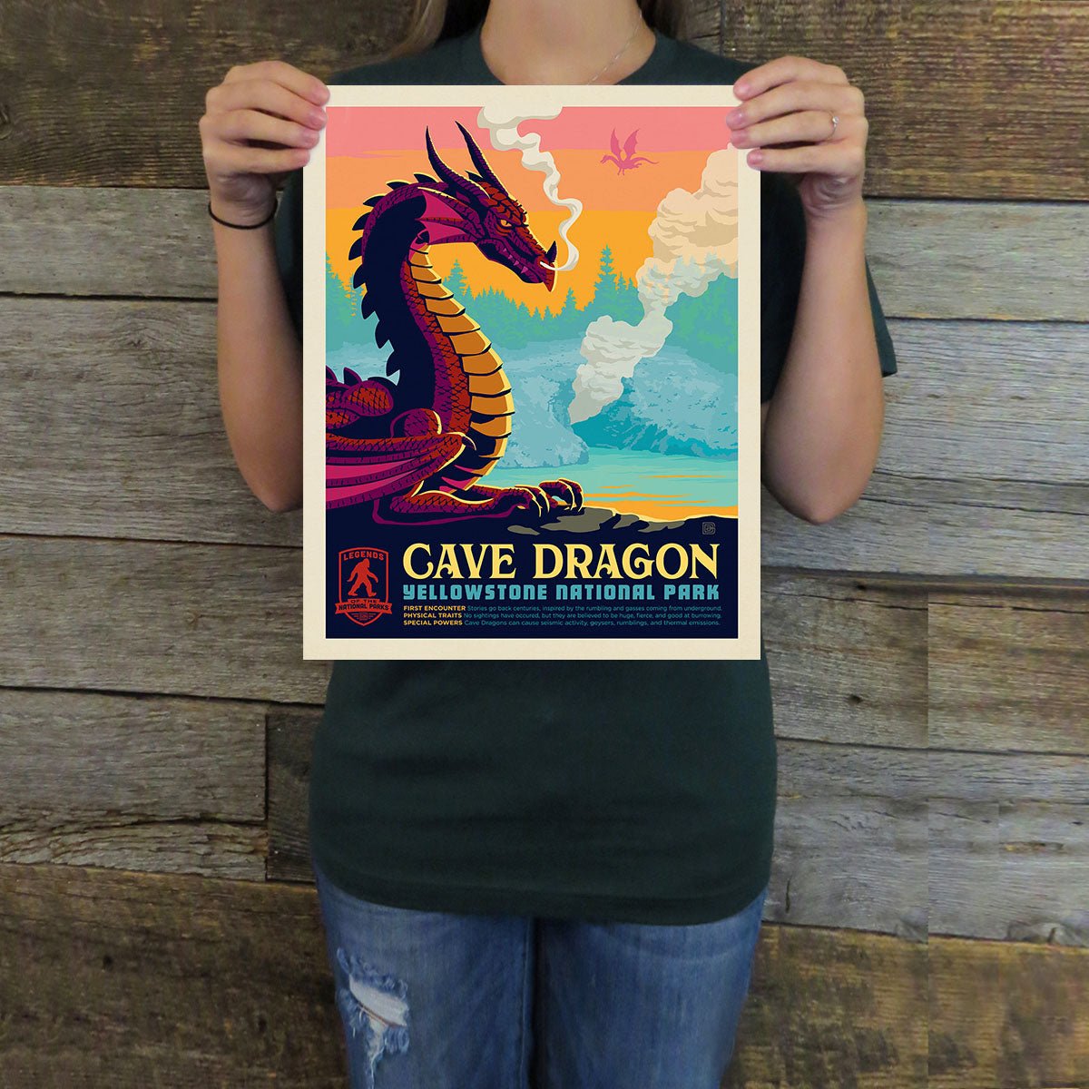 Yellowstone National Park: Cave Dragon (Legends & Monsters) Art Print - Wander Together Outfitters