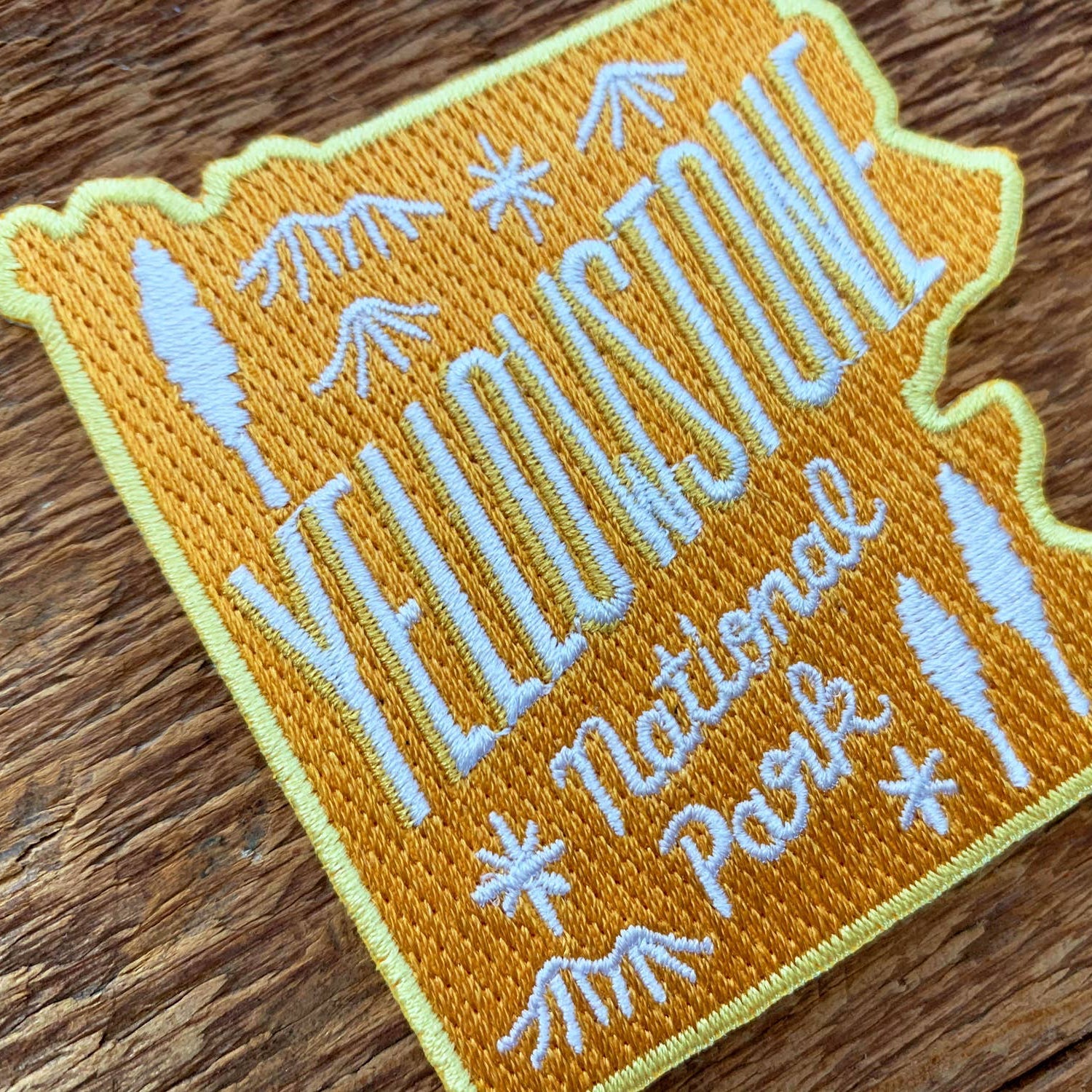 Yellowstone National Park Embroidered Iron On Patch (Yellow) - Wander Together Outfitters