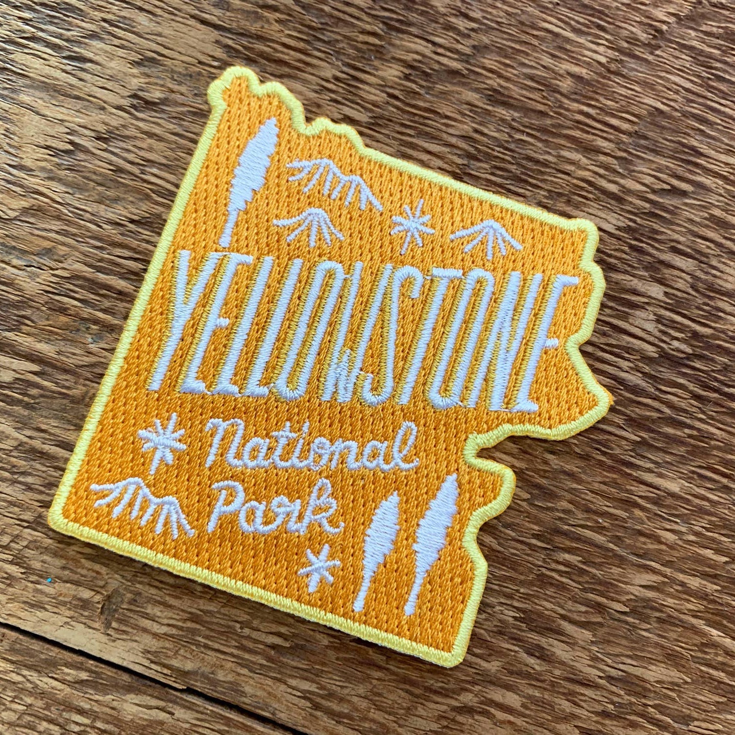 Yellowstone National Park Embroidered Iron On Patch (Yellow) - Wander Together Outfitters