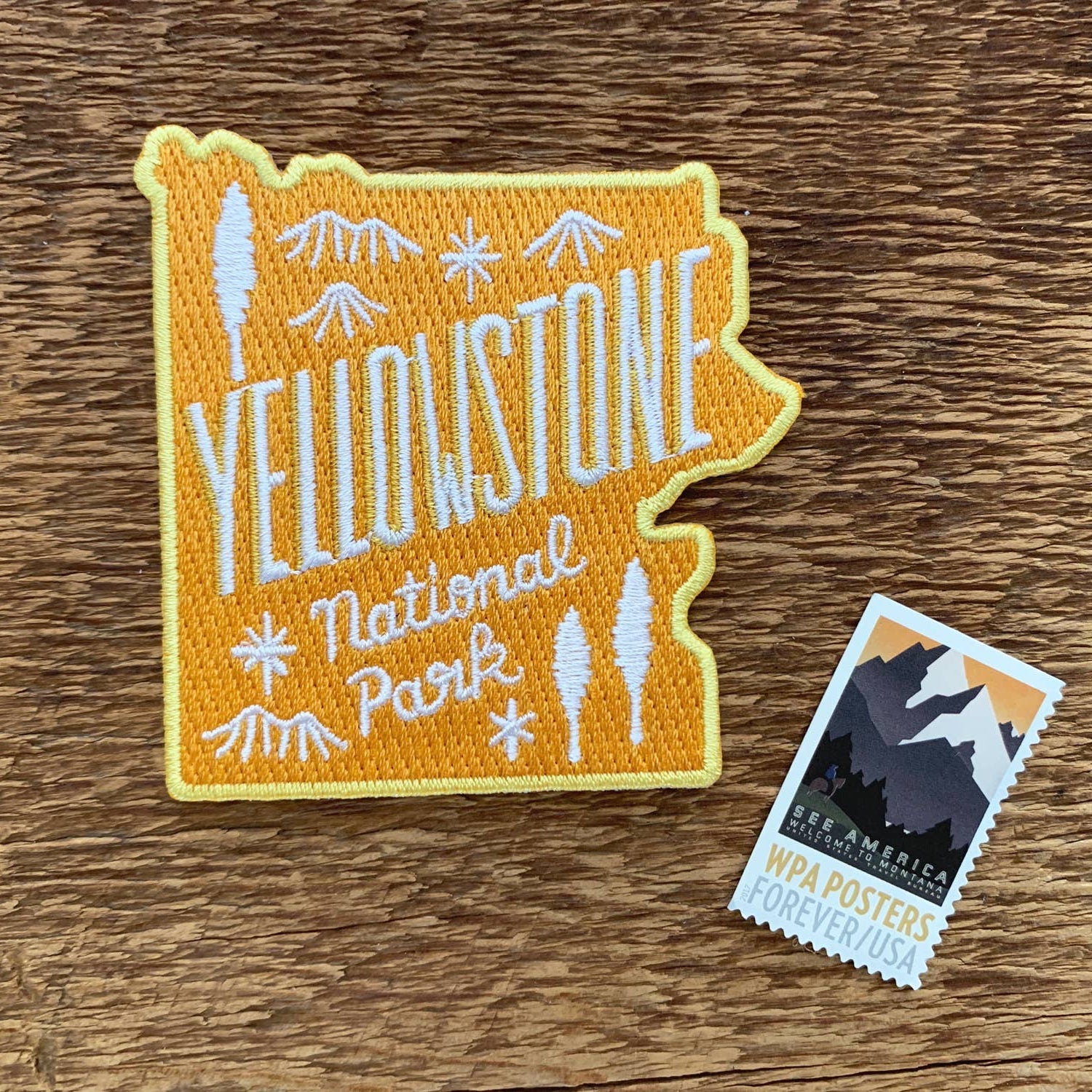 Yellowstone National Park Embroidered Iron On Patch (Yellow) - Wander Together Outfitters
