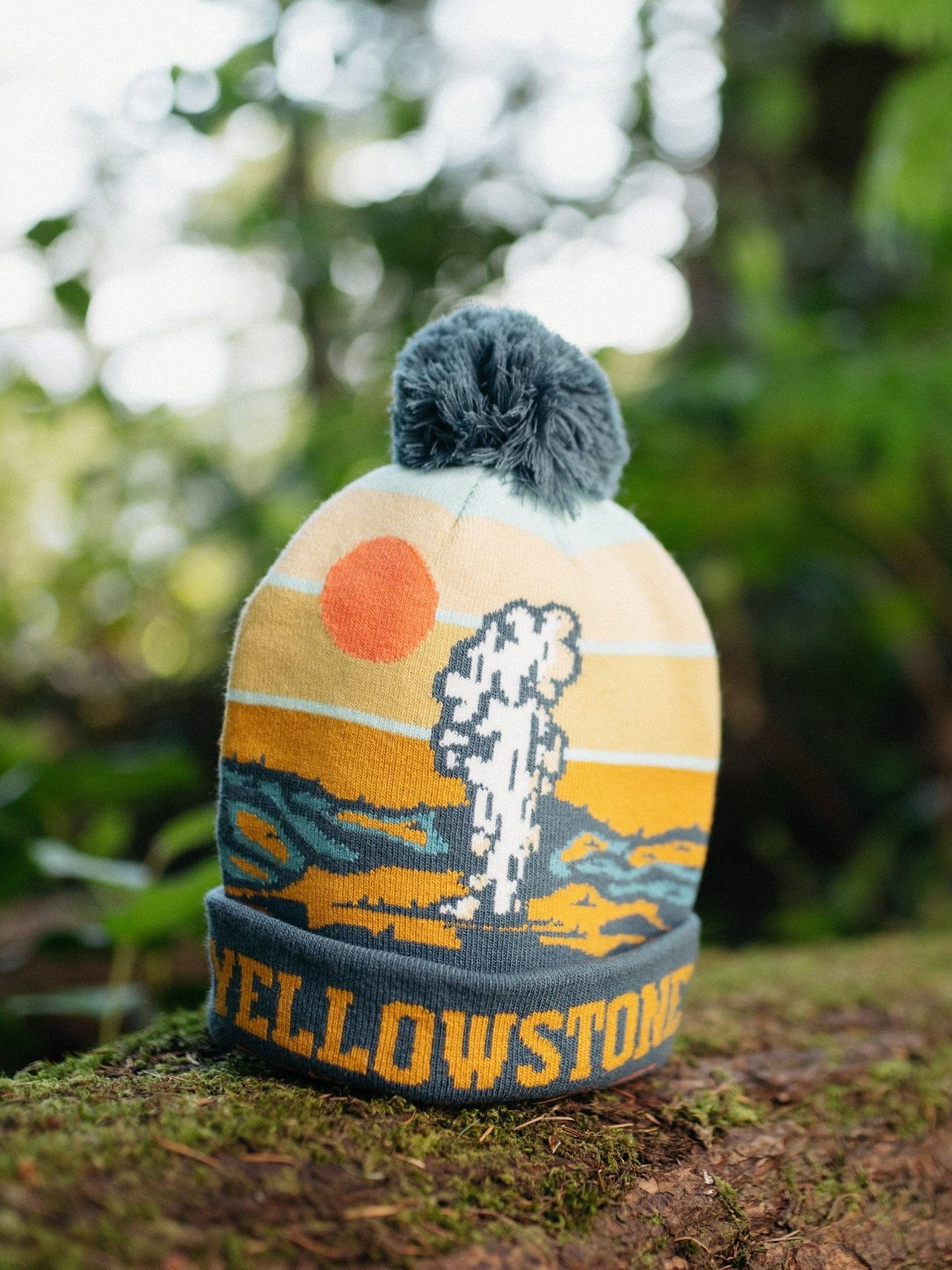 Yellowstone National Park Knit Beanie Hat with Pom Pom - Wander Together Outfitters