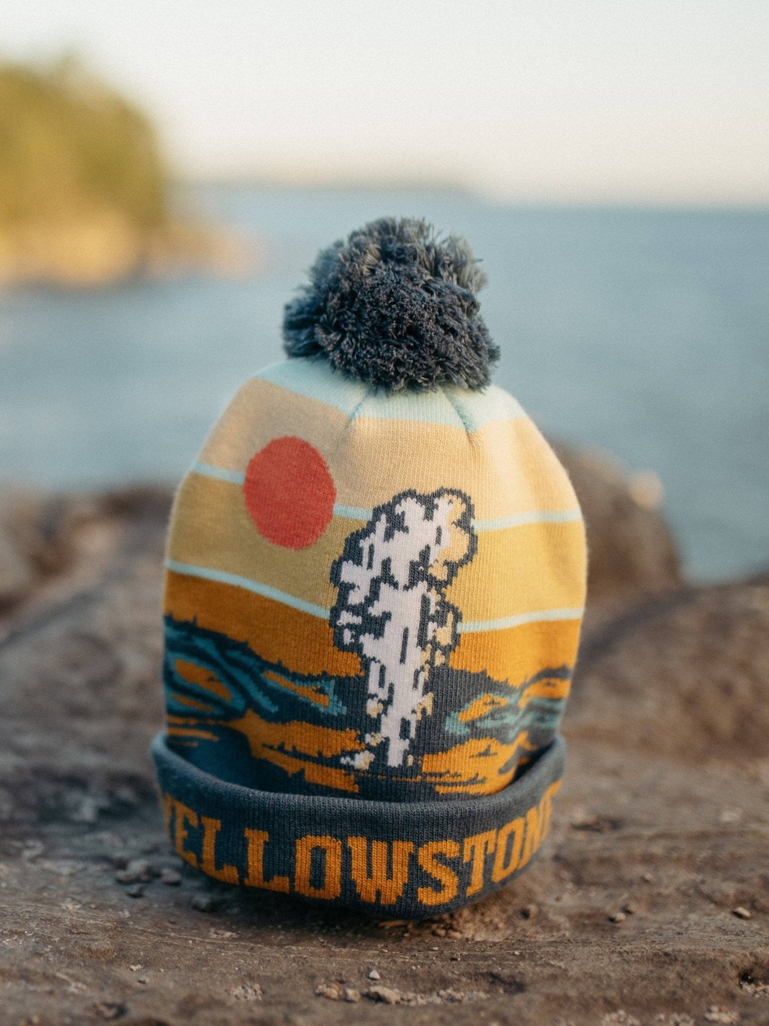Yellowstone National Park Knit Beanie Hat with Pom Pom - Wander Together Outfitters