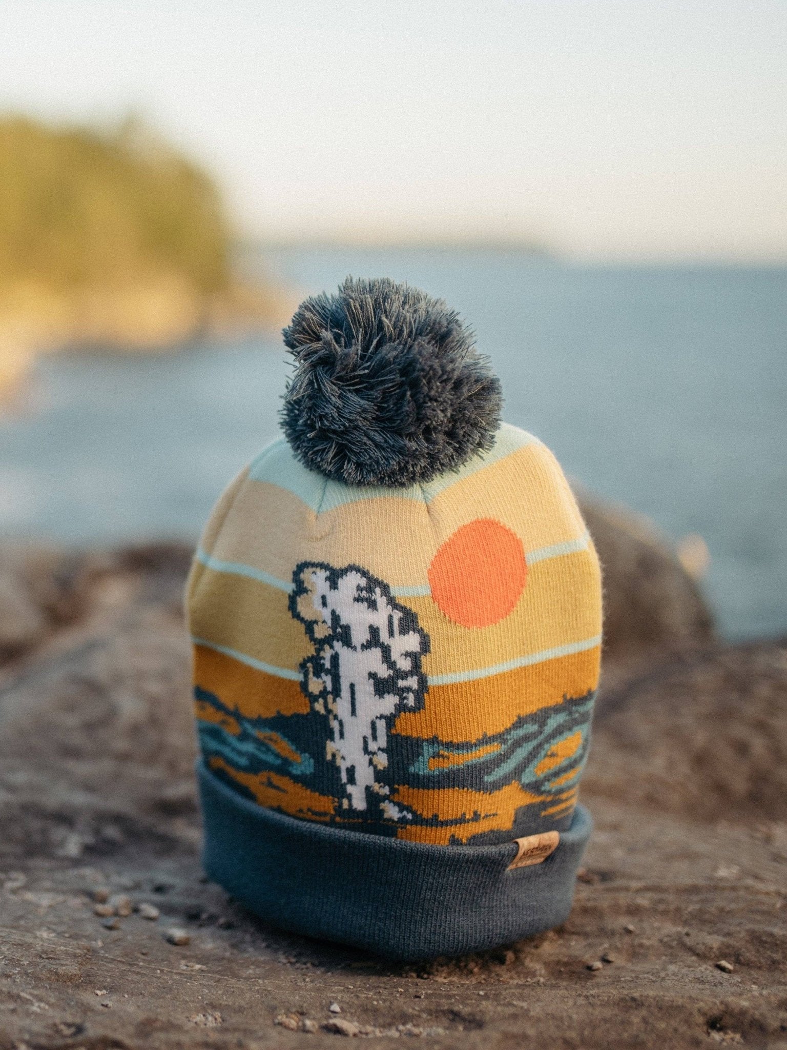 Yellowstone National Park Knit Beanie Hat with Pom Pom - Wander Together Outfitters