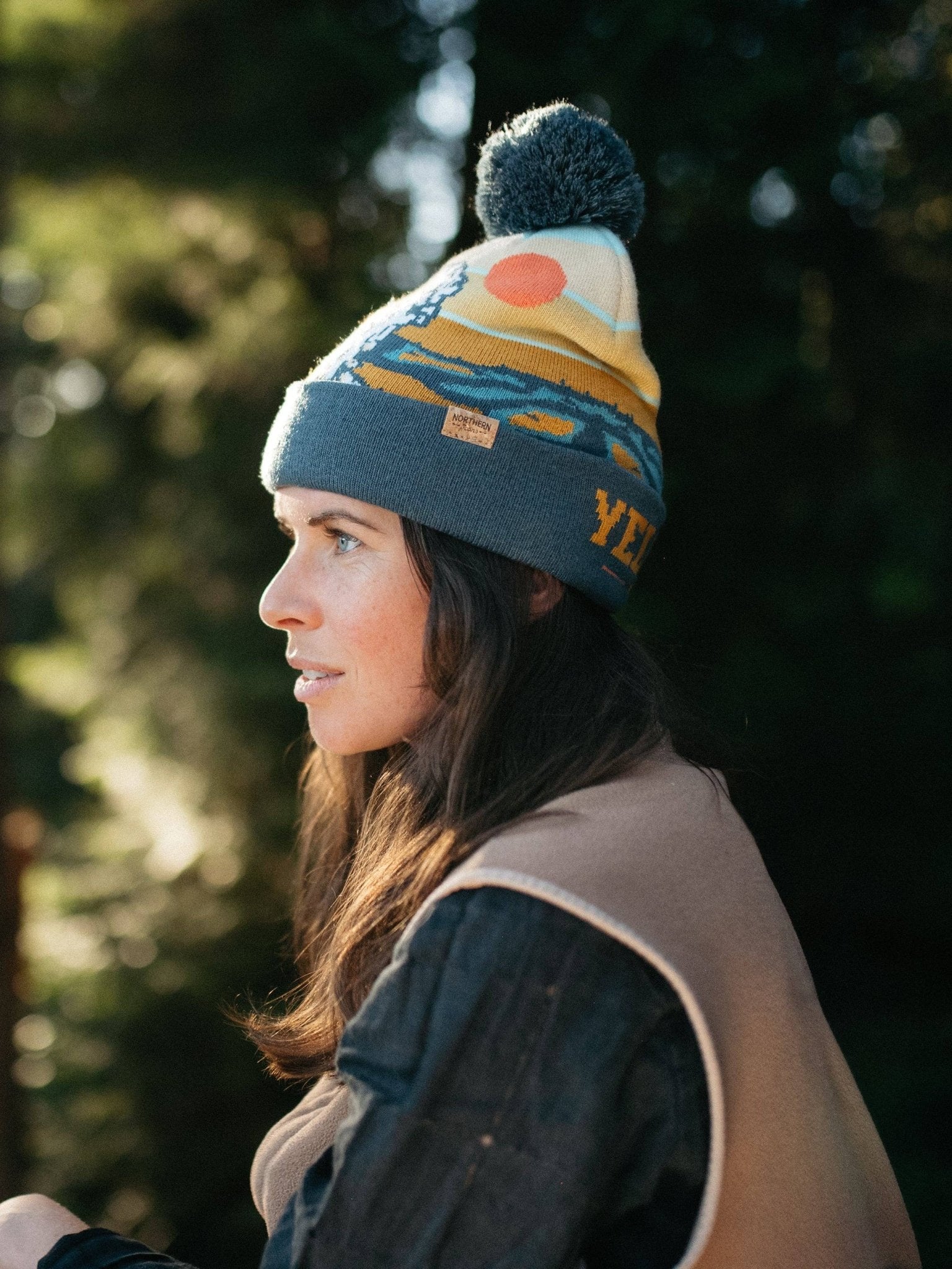 Yellowstone National Park Knit Beanie Hat with Pom Pom - Wander Together Outfitters