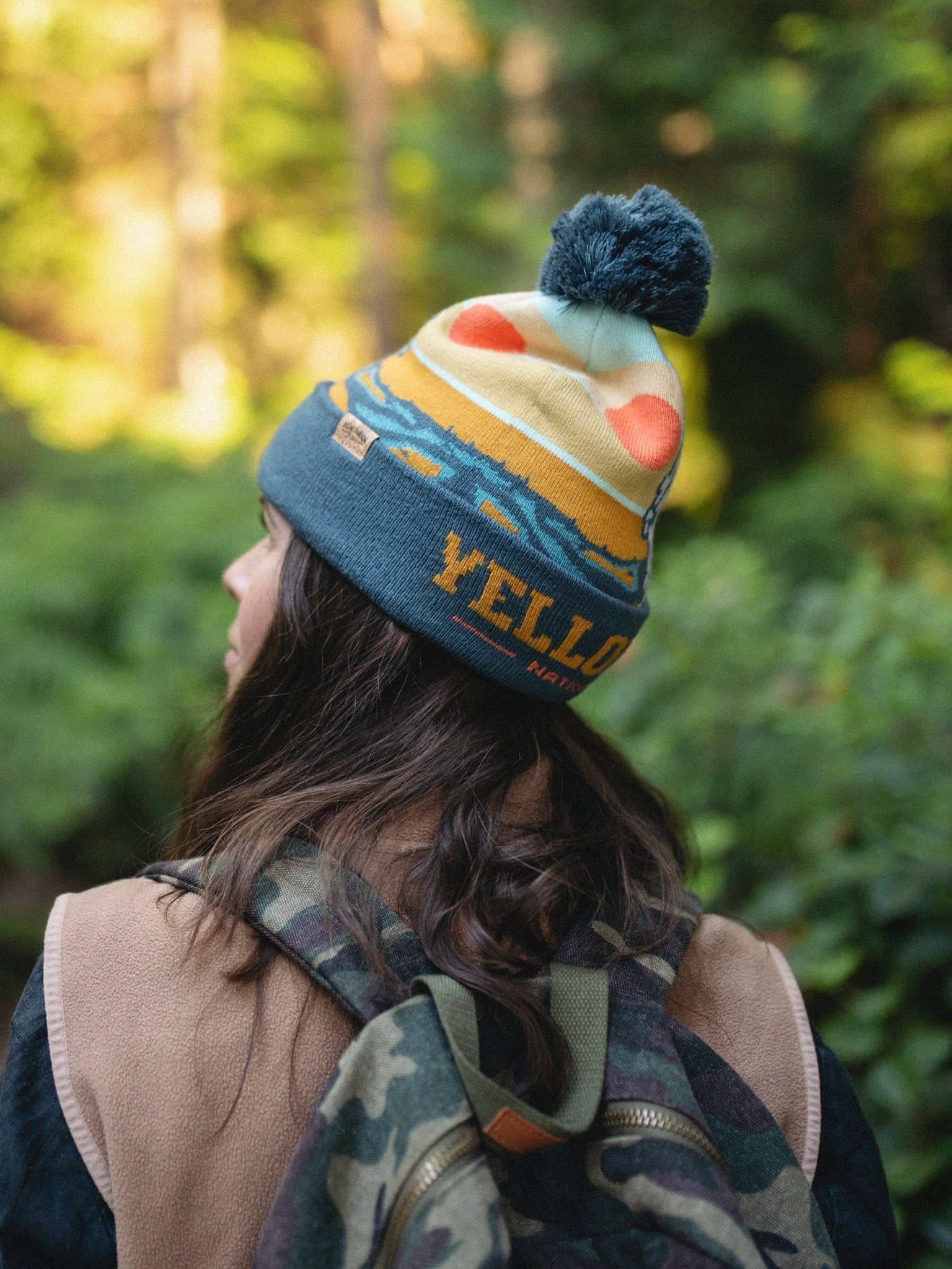 Yellowstone National Park Knit Beanie Hat with Pom Pom - Wander Together Outfitters