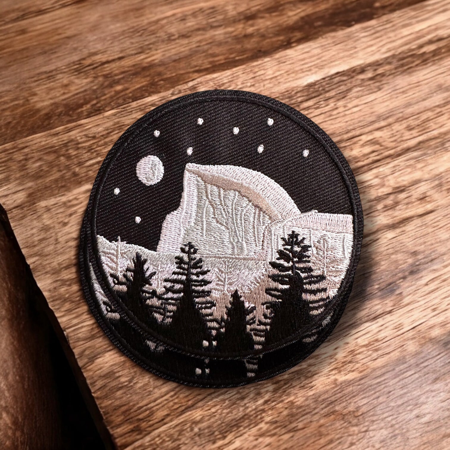 Yosemite Half Dome Moon Embroidered Iron On Patch - Wander Together Outfitters