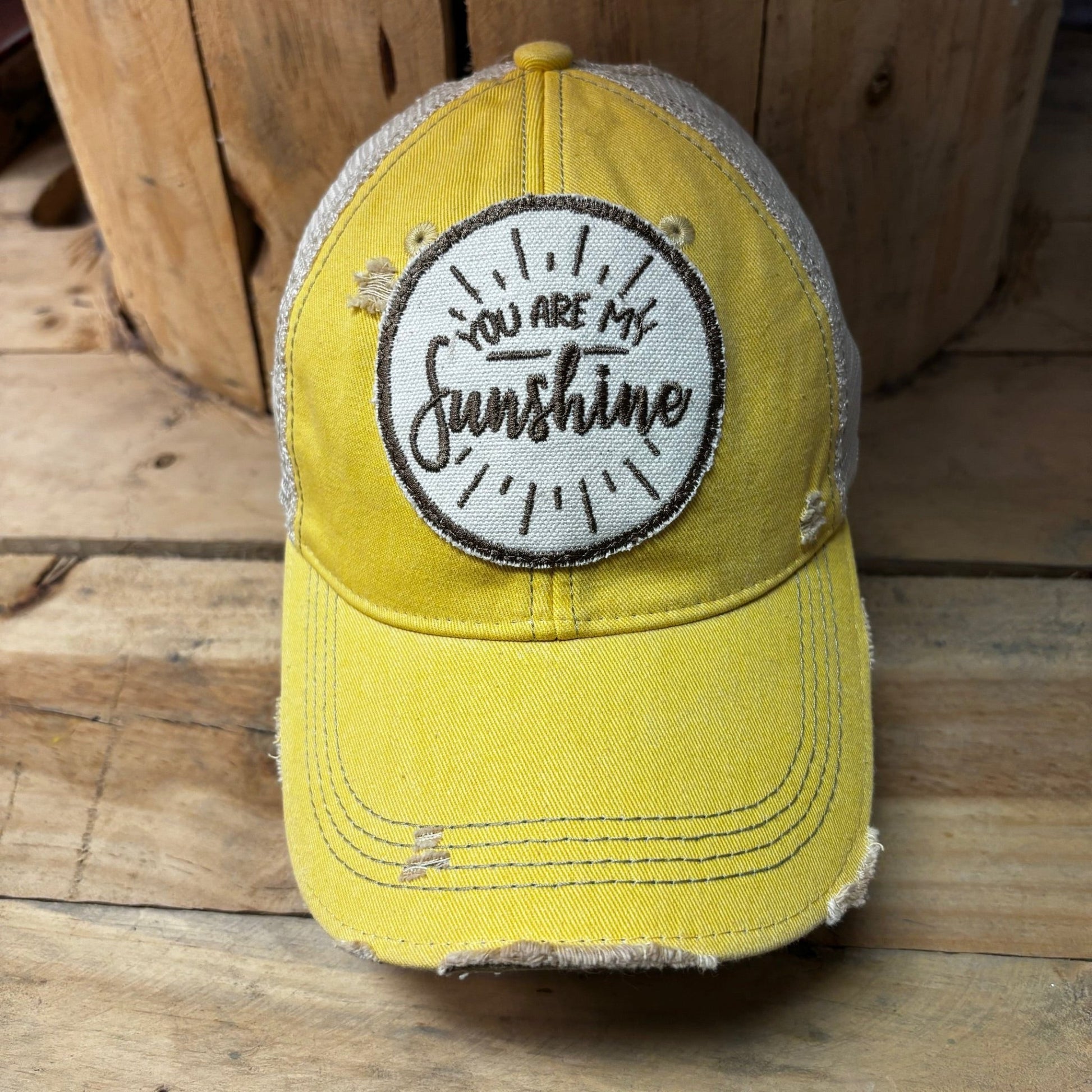 “You Are My Sunshine” Distressed Caps - Wander Together Outfitters