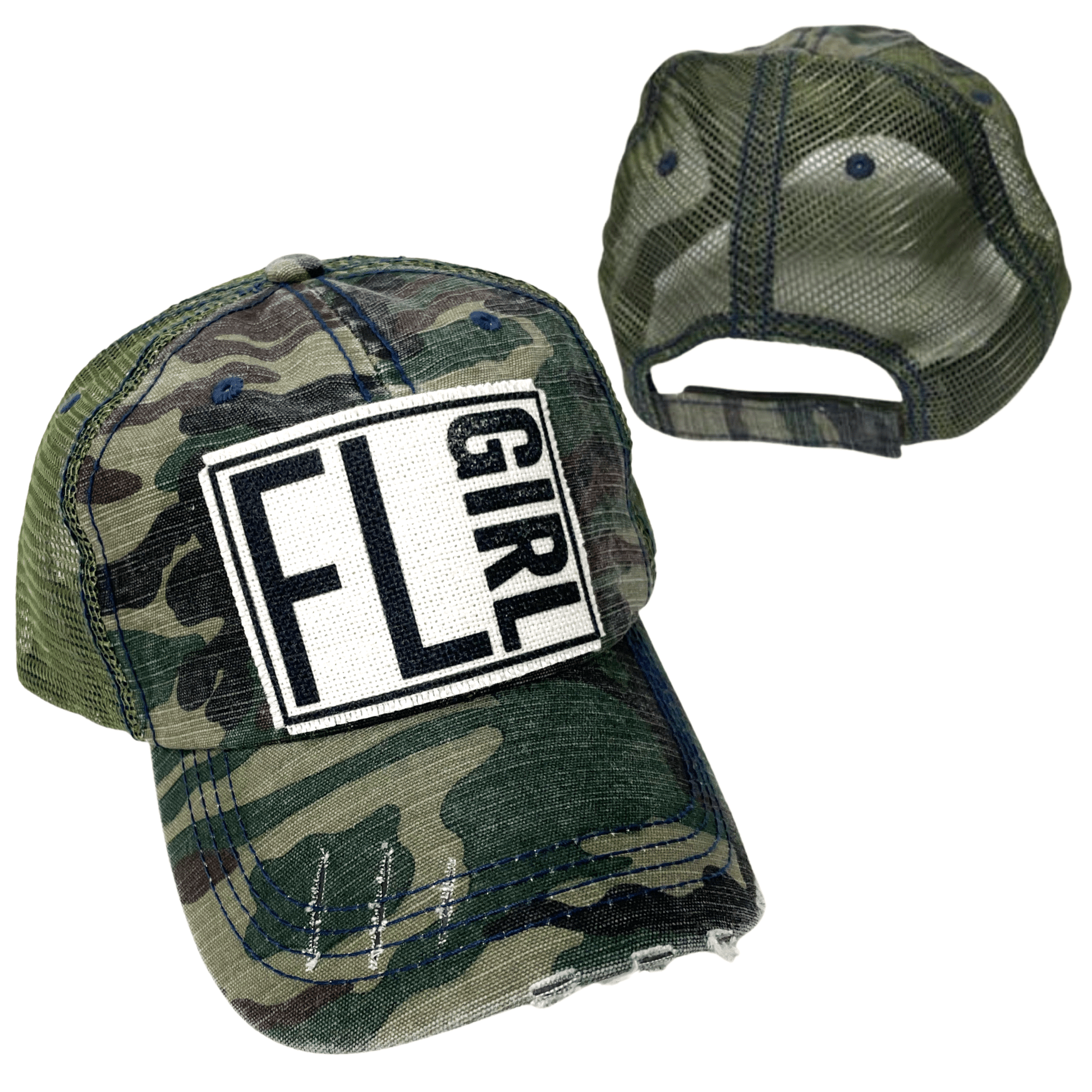 ("Your State") Girl Distressed Cap - Wander Together Outfitters