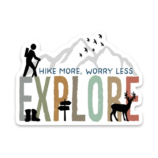 "Hike More Worry Less" Vinyl Decal Sticker