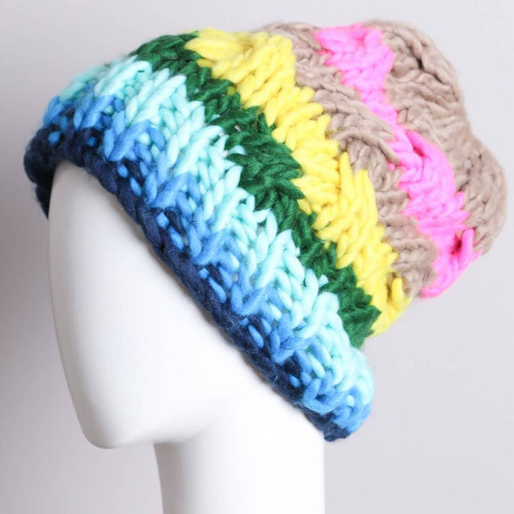 rainbow cosy yarn beanie