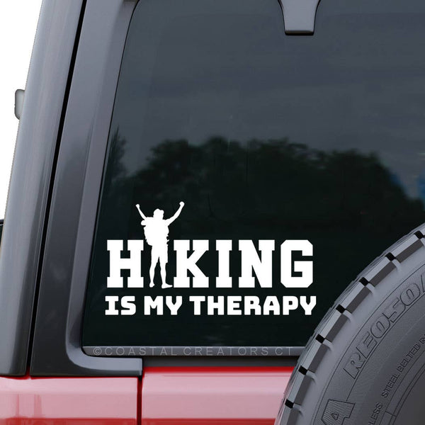 "Hiking is My Therapy" Car Window Decal