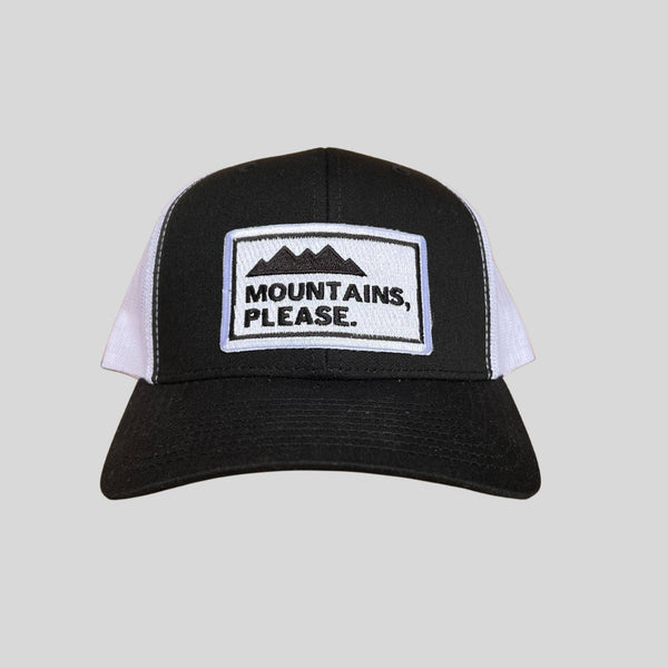 "Mountains Please" Unisex Trucker Hat