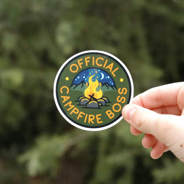 "Official Campfire Boss" Camping Sticker Decal