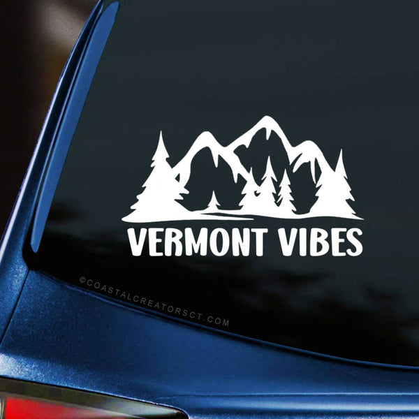 "Vermont Vibes" Car Window Sticker Decal (White, Packaged)