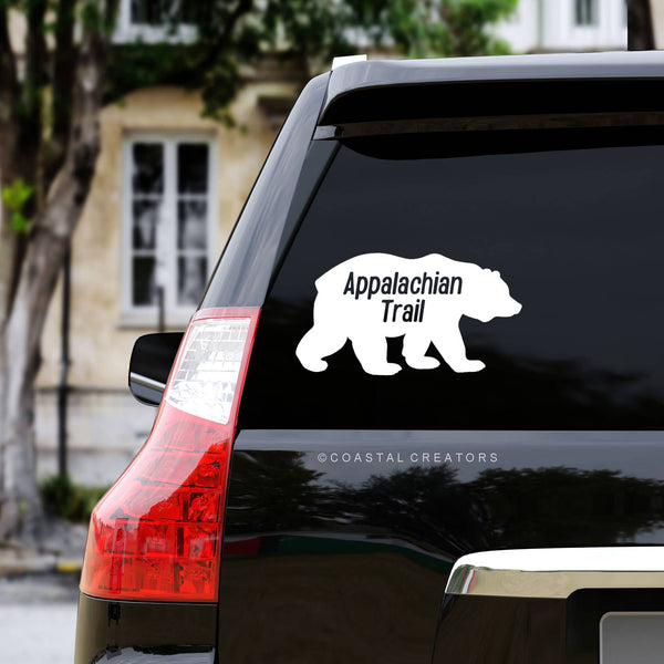 Appalachian Trail Bear- Vinyl Sticker Decal (White)