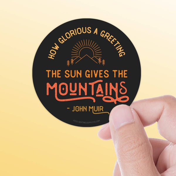 John Muir Round Mountain Quote Sticker - Camping Decal