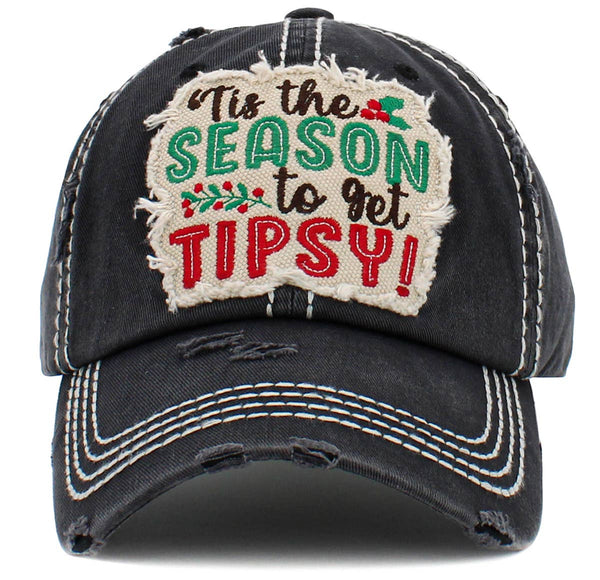 “Tis The Season To Get Tipsy” Washed Vintage Ballcap