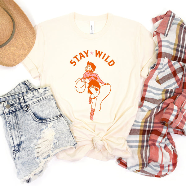 Retro "Stay Wild Cowgirl" Short Sleeve Graphic Tee