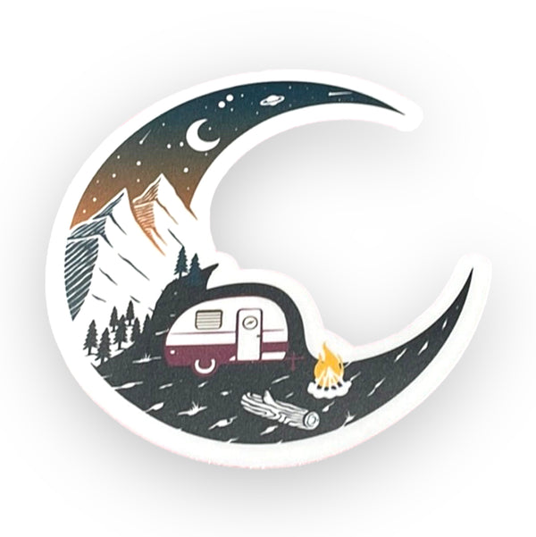 Moon Mountain Camping Sticker