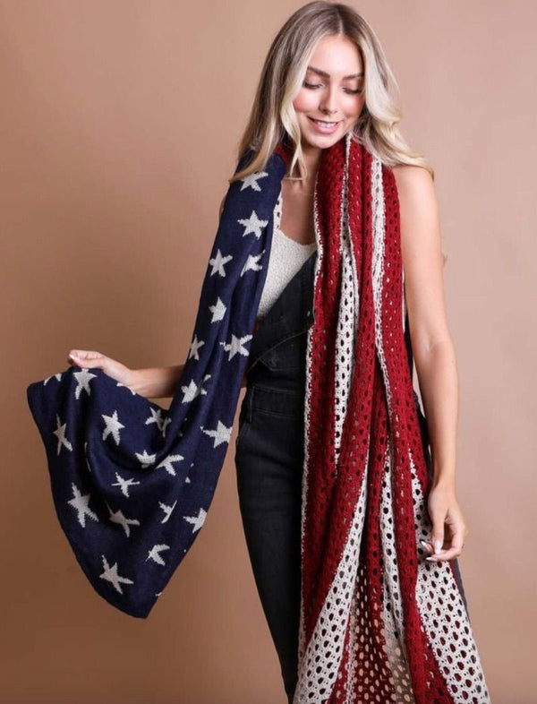 Knit American Flag Blanket Scarf (SALE)
