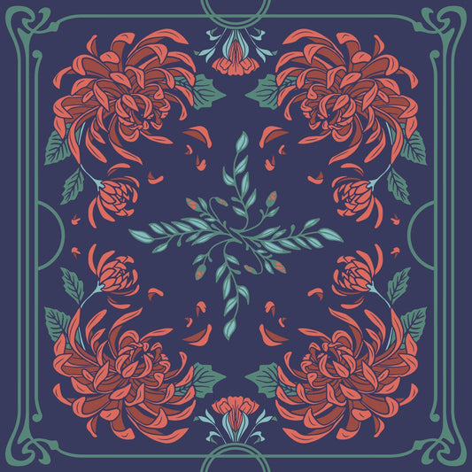 Art Nouveau Floral Organic Cotton Bandana - Wander Together Outfitters