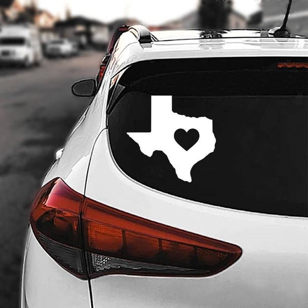 "Texas" State Heart Cutout Car Window Decal