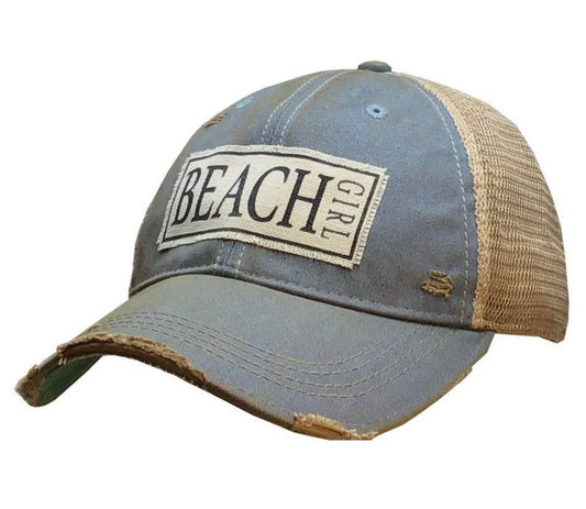 "Beach Girl" Distressed Trucker Hat Baseball Cap - Wander Together Outfitters