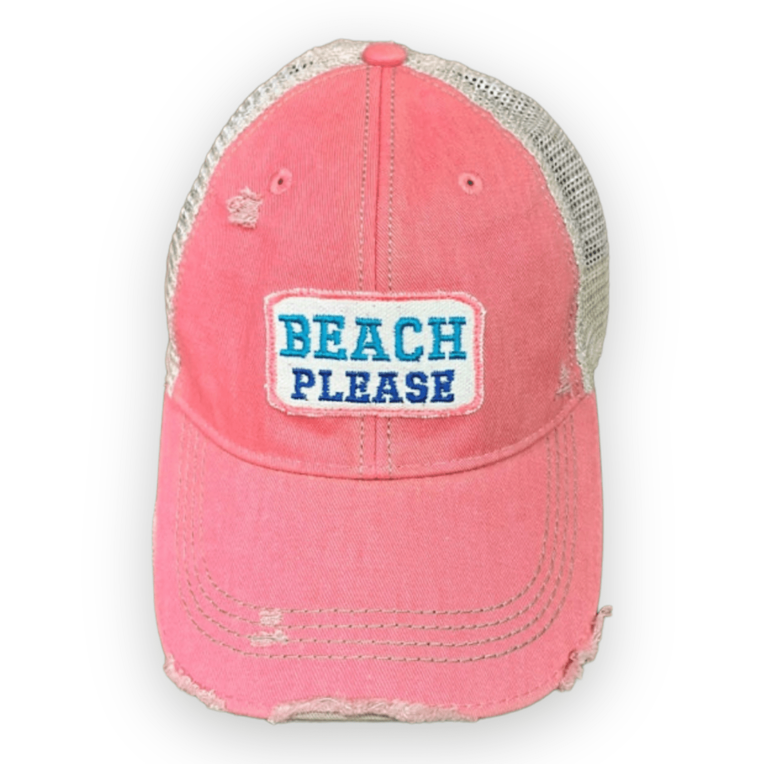 “Beach Please” Embroidered Patch Cap - Wander Together Outfitters