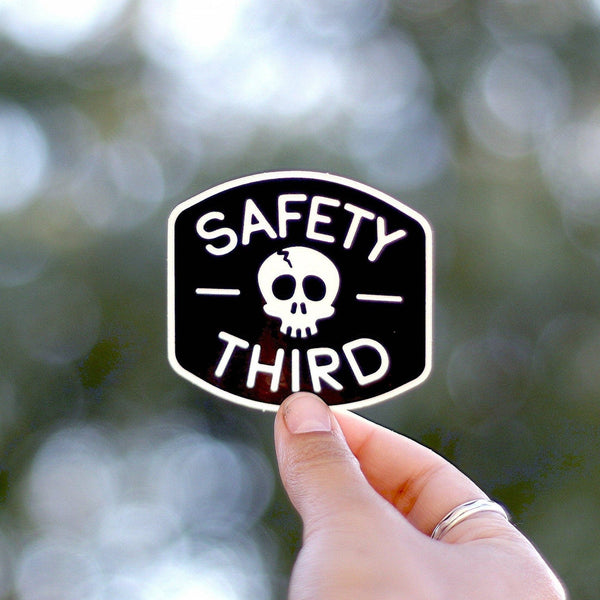 Safety Third Sticker |  Waterproof Vinyl Decal | For helmets and water bottles