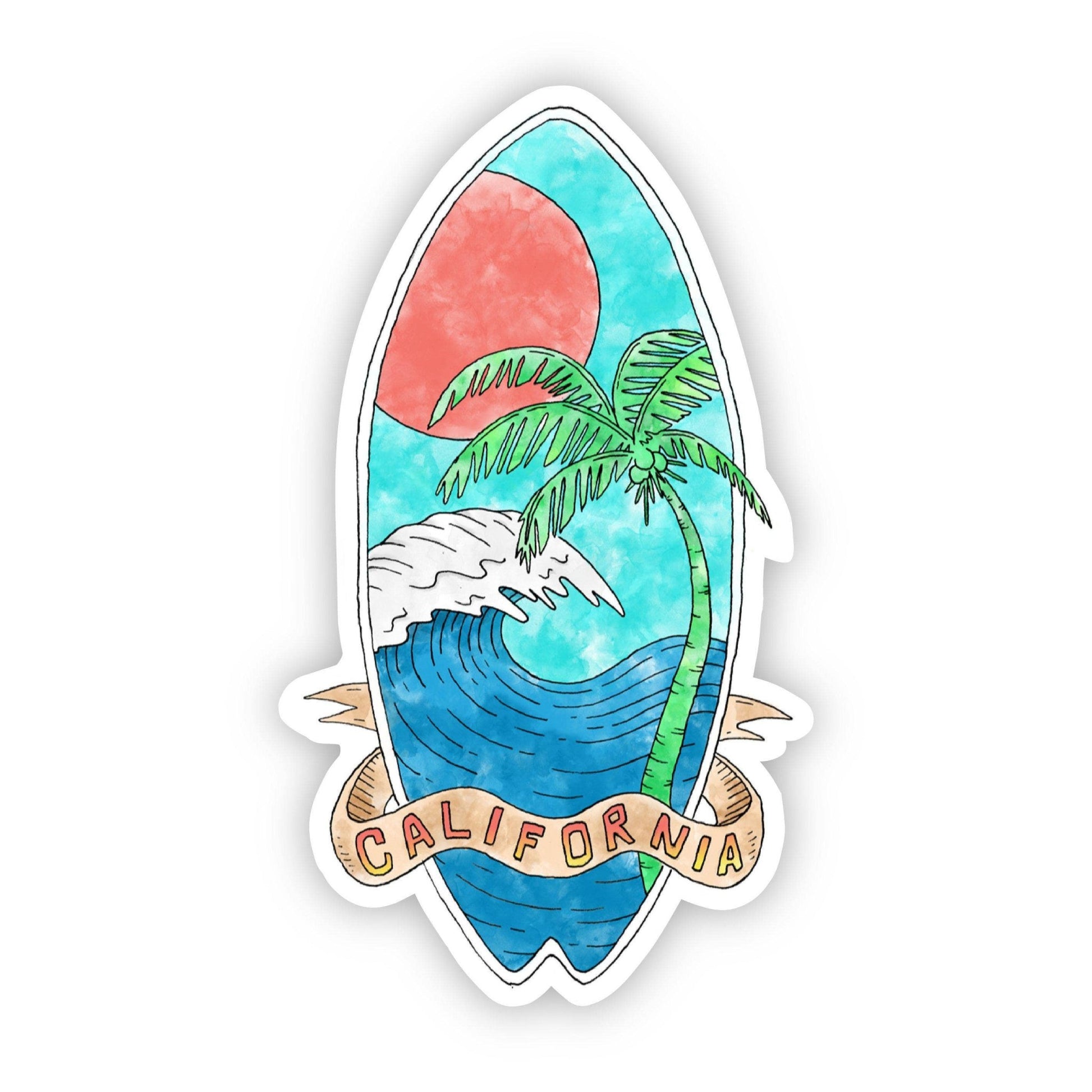 California Waves Sticker - Watercolor - Wander Together Outfitters