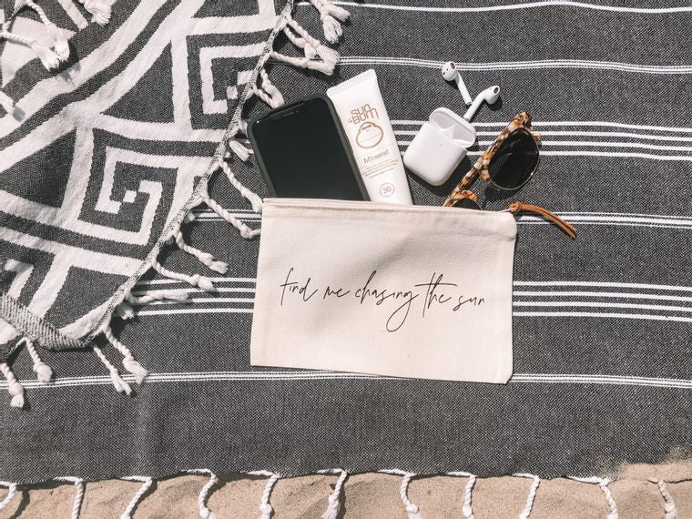 “Chasing the Sun” Essentials Beach Pouch - Wander Together Outfitters