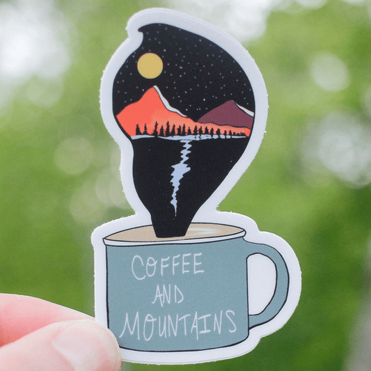 Coffee and Mountains Sticker - Wander Together Outfitters