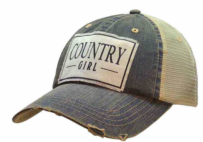 "Country Girl" Distressed Trucker Hat Baseball Cap - Wander Together Outfitters