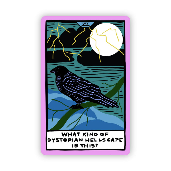 Dystopian Hellscape Tarot Card Sticker