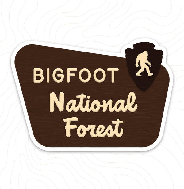 "Bigfoot National Forest" Sticker - Park Sign