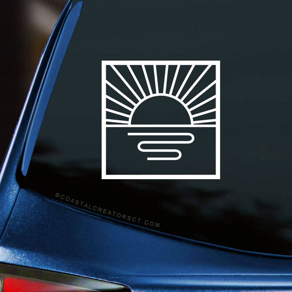 Sunset Car Window Sticker Decal (White, Packaged)