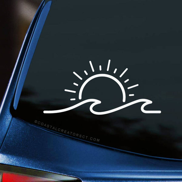 Sun and Waves Window Sticker Decal