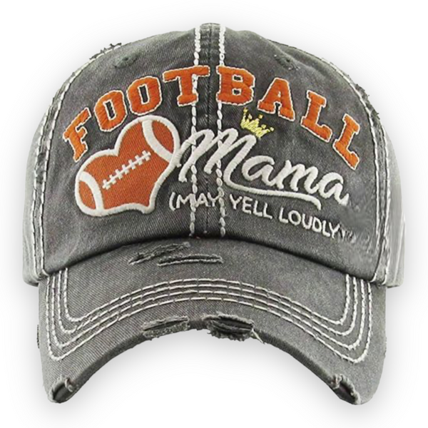 "Football Mama" Embroidered Distressed Cap