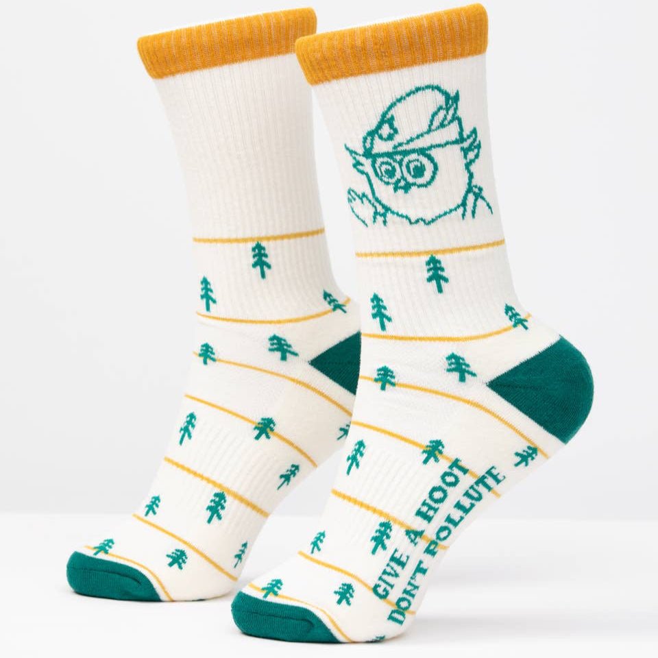 "Give A Hoot" Don't Pollute Woody Owl Unisex Socks - Wander Together Outfitters