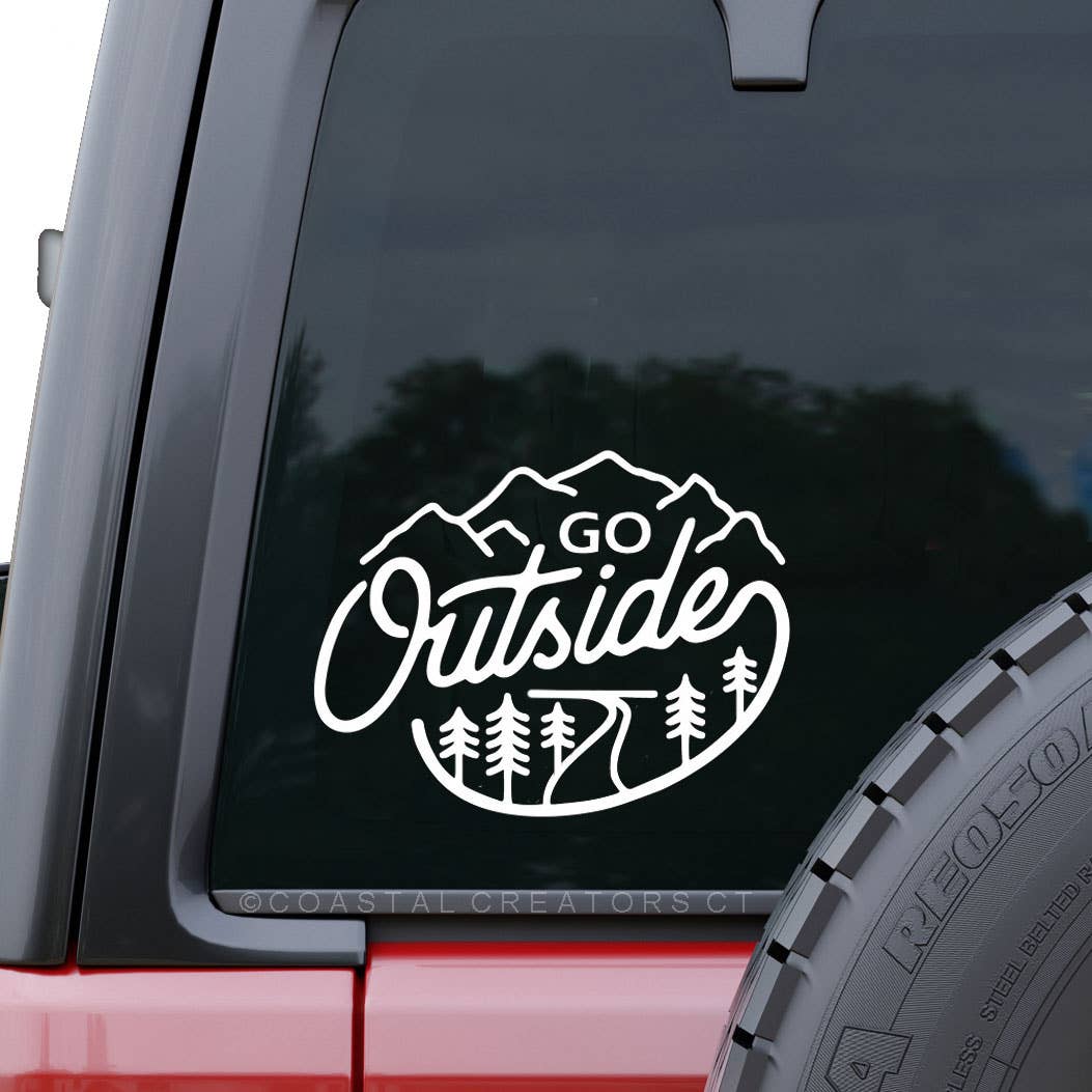 “Go Outside” White Vinyl Car Window Decal - Wander Together Outfitters