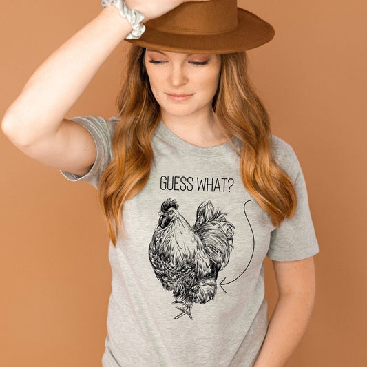 "Guess What?" Funny Chicken Lover Graphic Tee (CLEARANCE) - Wander Together Outfitters