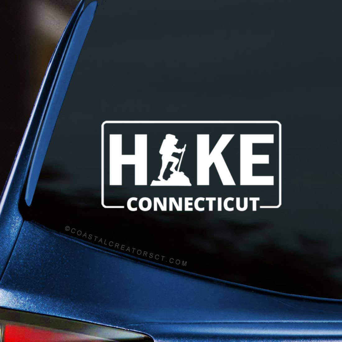 "Hike Connecticut" Vinyl Car Window Decal (White) - Wander Together Outfitters