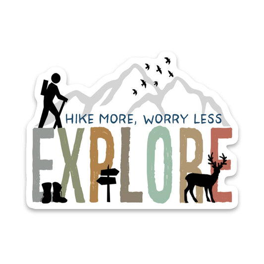 "Hike More Worry Less" Vinyl Decal Sticker - Wander Together Outfitters